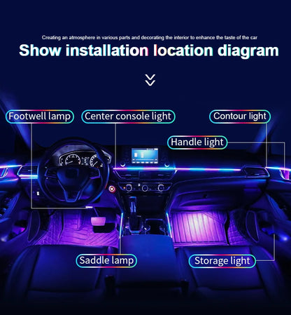 Led Car Ambient Lights RGB Symphony Streamer Bluetooth Rainbow Acrylic Strips