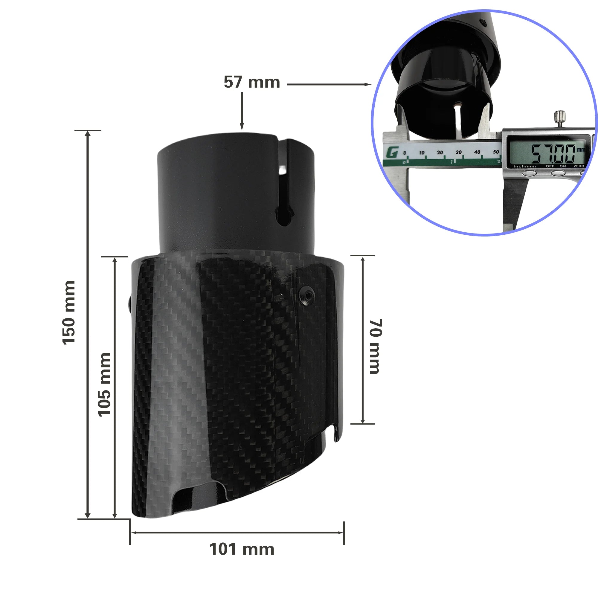 Universal Car Carbon Fiber Tail Throat Stainless Steel
