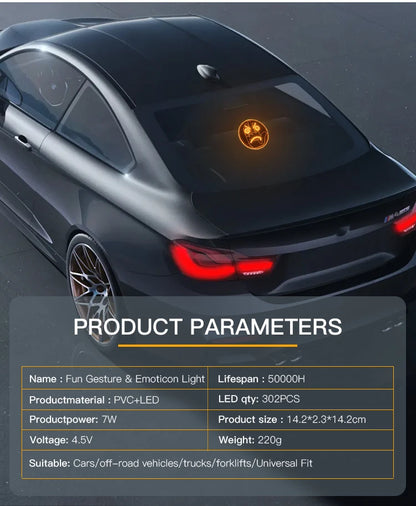 Car LED Gesture Expression Light — Remote Control Middle Finger / Palm Light