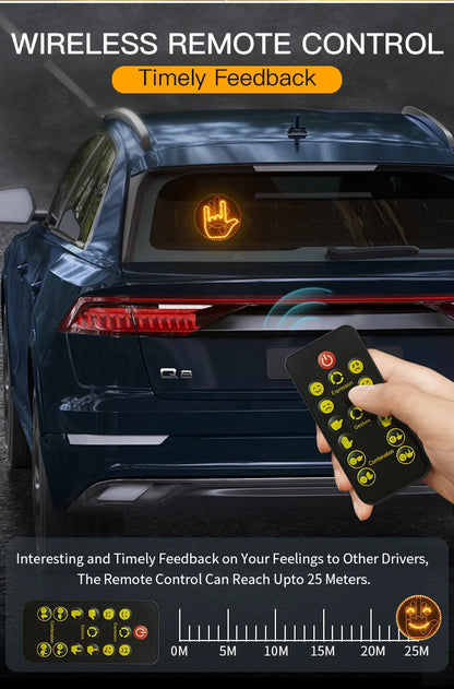 Car LED Gesture Expression Light — Remote Control Middle Finger / Palm Light